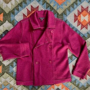 Eileen Fisher Felted Merino Wool Double-Breasted Sweater Jacket Cardigan M